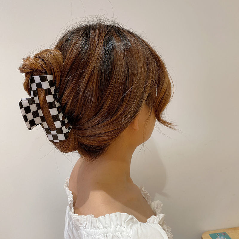 Wholesale Colorful Checkerboard Shark Clip Acrylic Hair Clip